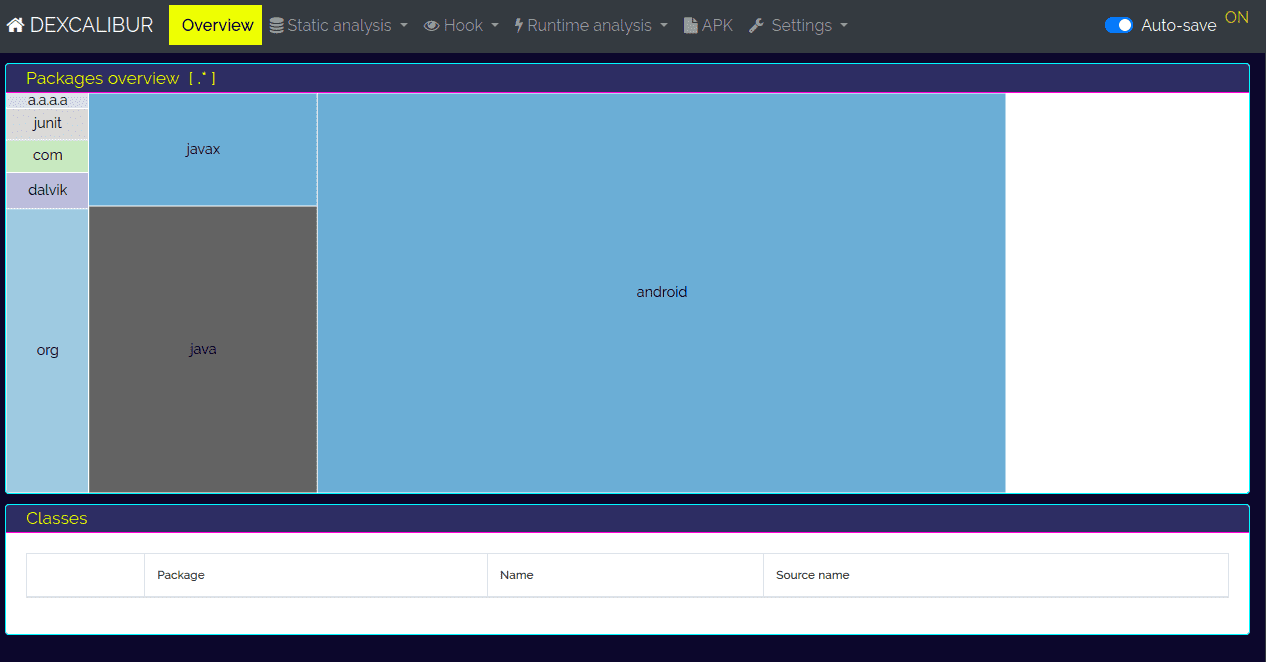 Dexcalibur interface overview