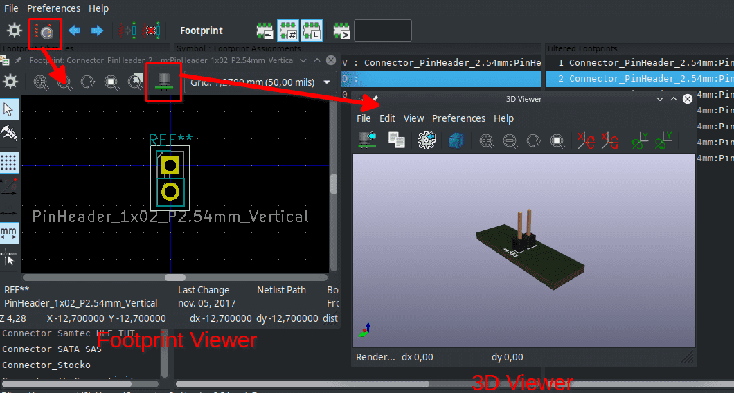 KiCAD select a footprint