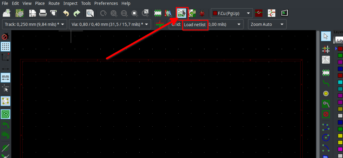 KiCAD load netlist icon