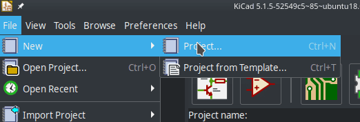 KiCAD new project menu