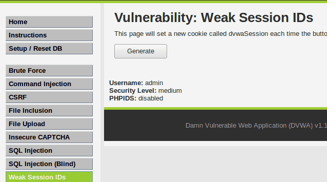 Weak session ids application